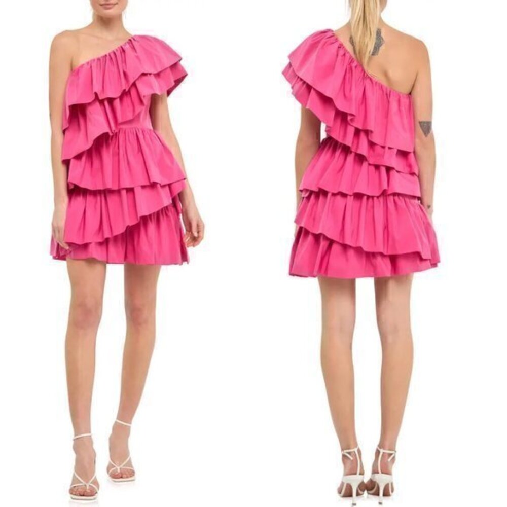 Endless Rose One-Shoulder Ruffle Minidress Size S NWT
